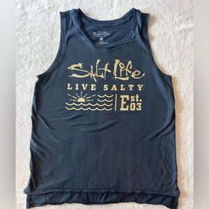 Salt Life Charcoal Tee with Gold Print